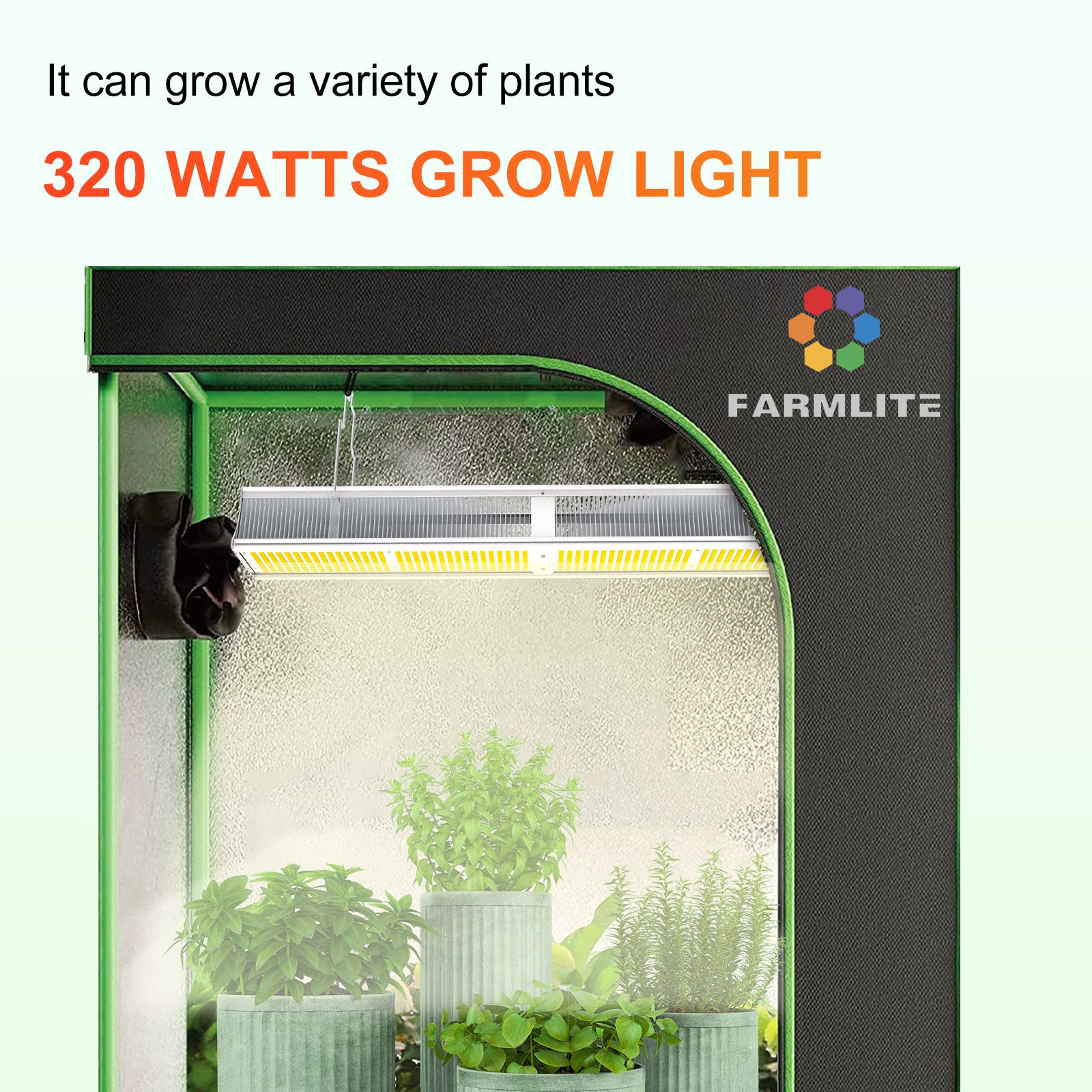 Grow Light FARMLITE LED Grow Lights for Indoor Plants 320Watts Full Spectrum Growing Light Plant Hanging Growing Lamps Seedling with Samsung 1344pcs Diodes Dimmable 4x4ft Coverage