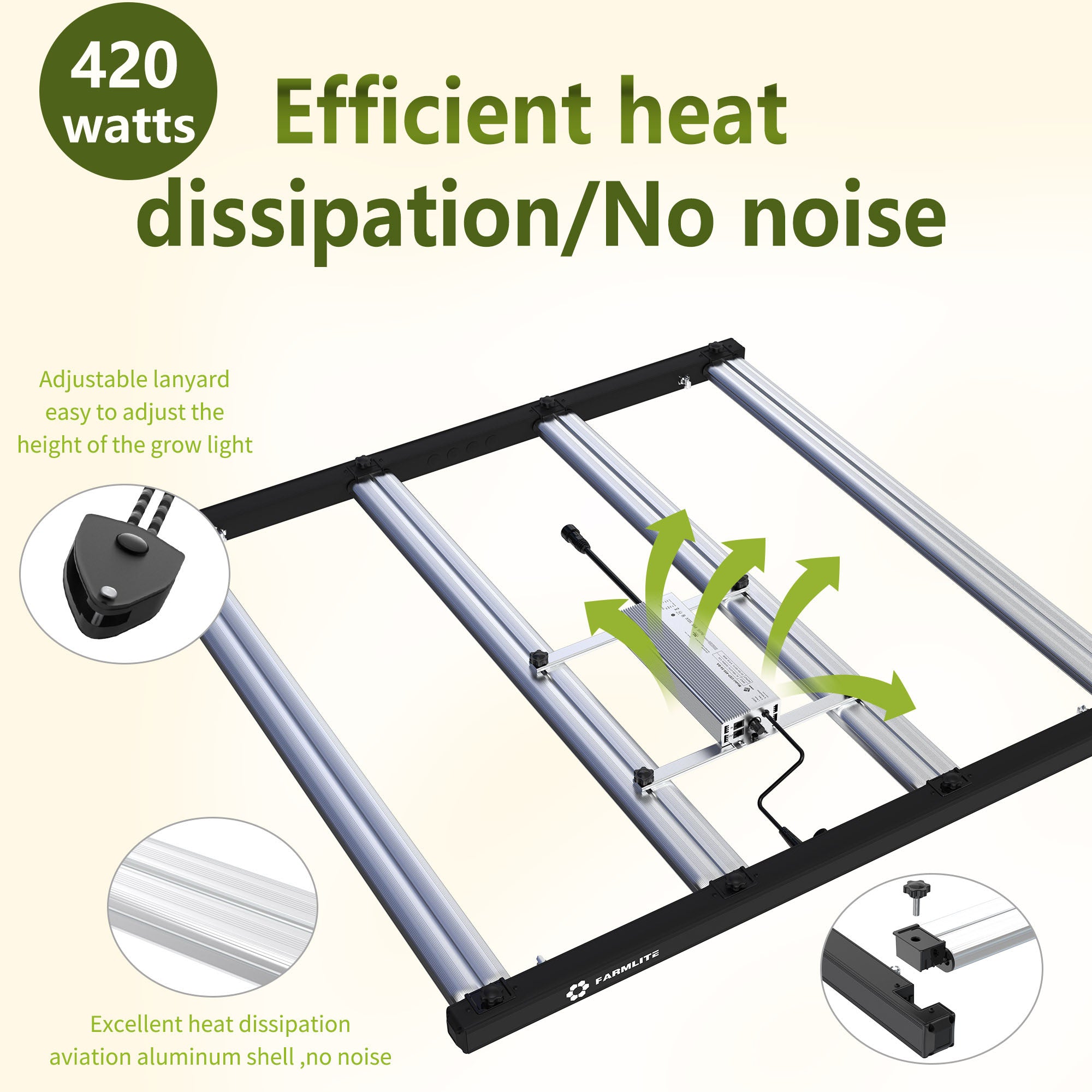 FARMLITE Grow Light 420Watts Grow Lights for Indoor Plants Full Spectrum LED Bar Growing Light Plant Hanging Growing Lamps Seedling with Samsung 1054pcs Diodes Daisy Chain Dimmable Board 5x5ft Coverage