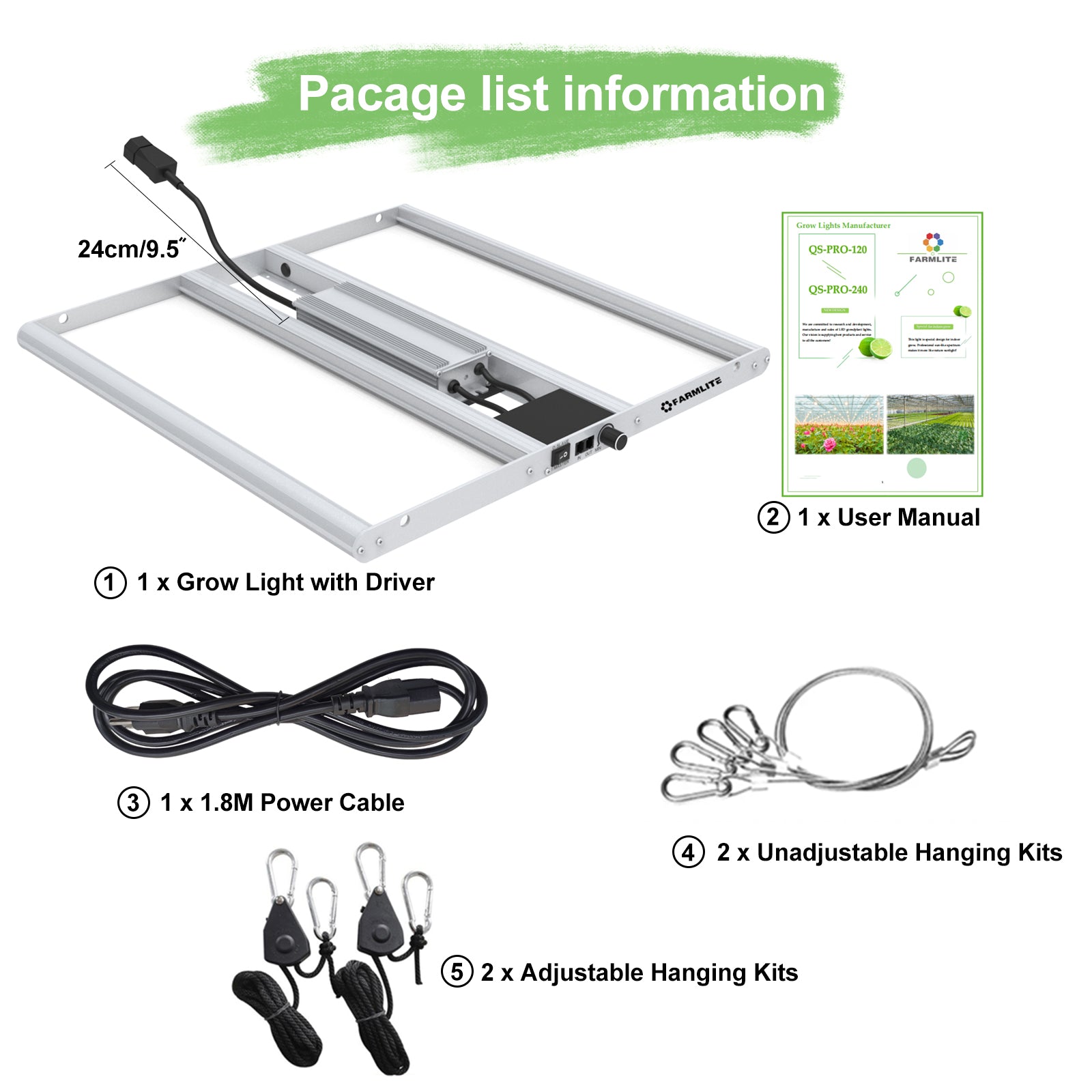 Grow Light FARMLITE Grow Lights for Indoor Plants Full Spectrum Big Growing Light Plant Hanging Growing Lamps with Samsung Daisy Chain Dimmable Board 4x4ft Coverage 240W