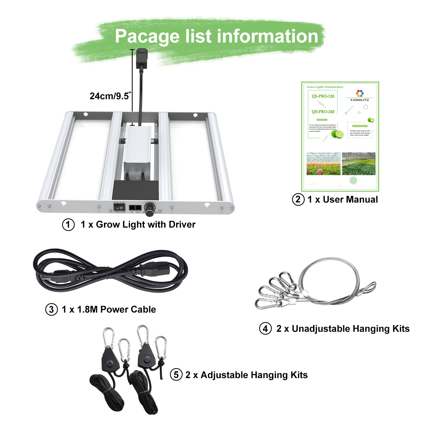 Grow Light FARMLITE Grow Lights for Indoor Plants Full Spectrum Growing  Light Plant Hanging Growing Lamps with Samsung Daisy Chain Dimmable Board 